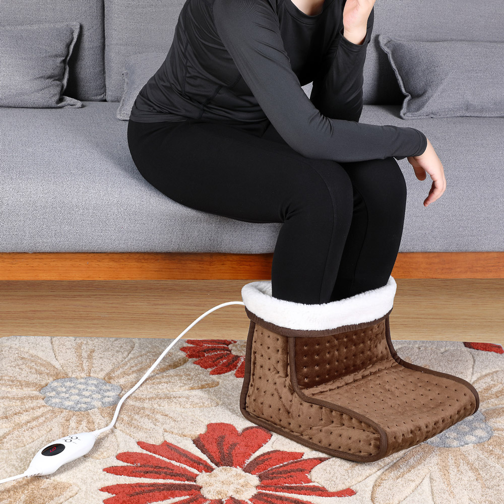 Elektrische\u0020voetenwarmer\u0020bruin\u0020met\u00206\u0020warmtestanden\u0020100W