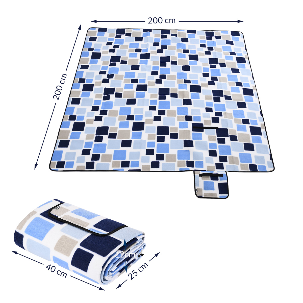 Picknickdeken\u0020Vierkant\u002FBlauw\u00202x2m Picknickdeken\u0020Vierkant\u002FBlauw\u00202x2m
