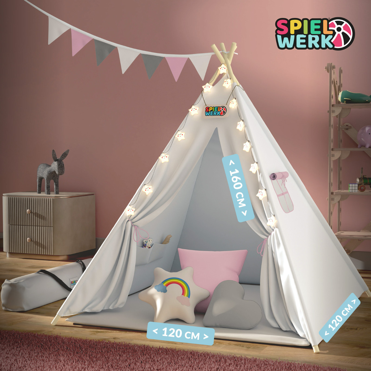 Tipi\u0020Speeltent\u0020Roze\u0020160x120x120cm Tipi\u0020Speeltent\u0020Roze\u0020160x120x120cm