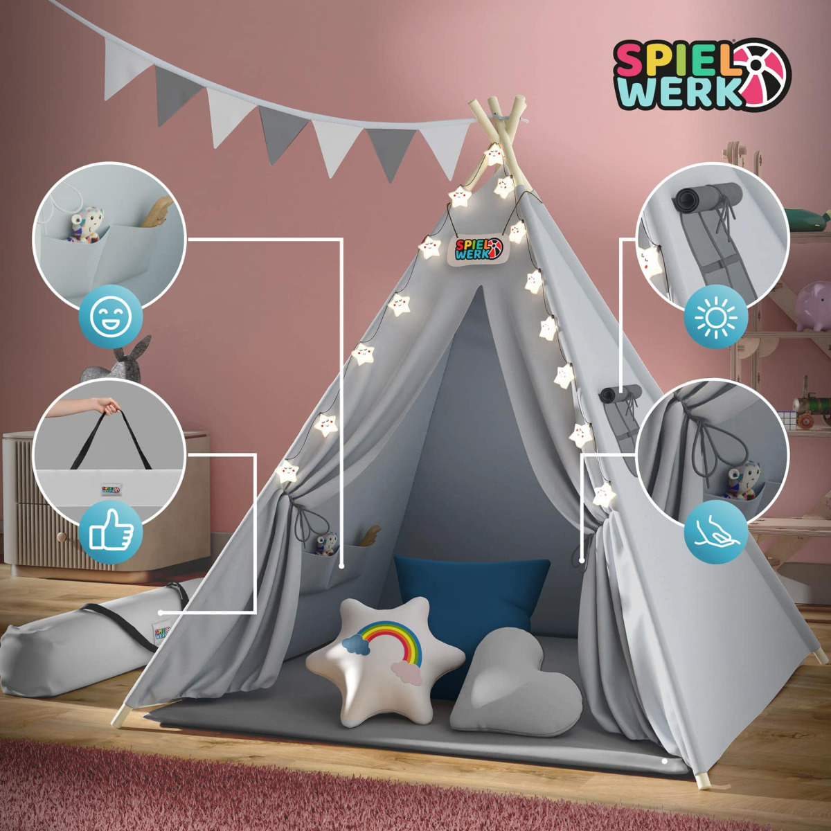 Tipi\u0020Speeltent\u0020Grijs\u0020160x120x120cm Tipi\u0020Speeltent\u0020Grijs\u0020160x120x120cm