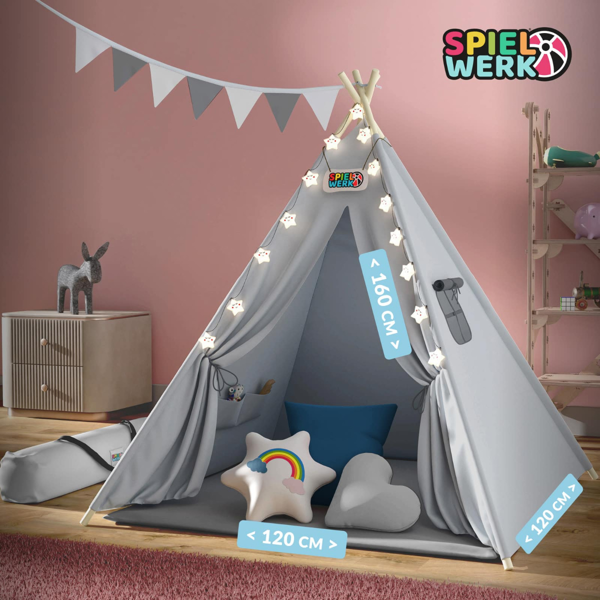 Tipi\u0020Speeltent\u0020Grijs\u0020160x120x120cm Tipi\u0020Speeltent\u0020Grijs\u0020160x120x120cm