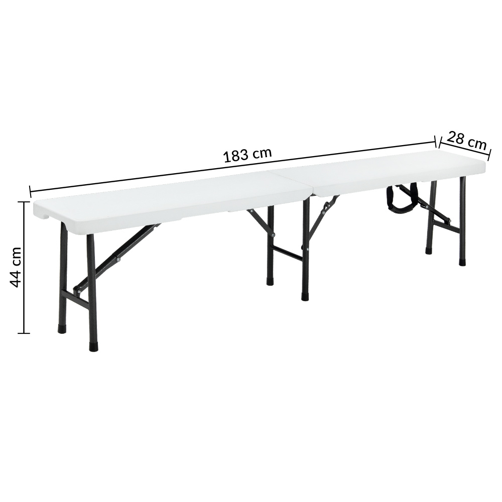 Bierbanken\u0020set\u0020van\u00202\u0020stuks\u0020Kunststof\u0020Wit\u0020\u002D\u0020180cm