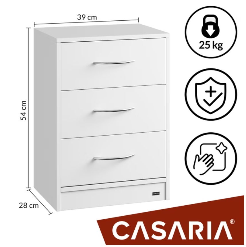 Ladenkast\u0020Nachtkastje\u0020Eloise\u0020Wit\u002054x39x28cm