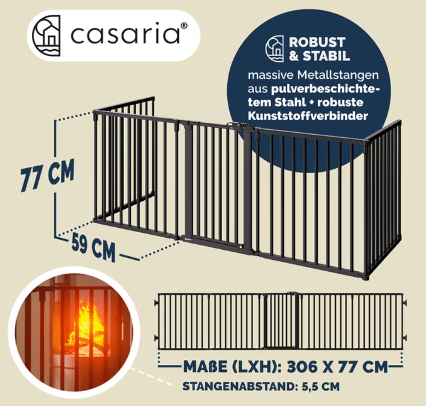 Haardscherm\u0020zwart\u0020staal\u0020306\u0020x\u002076,5cm