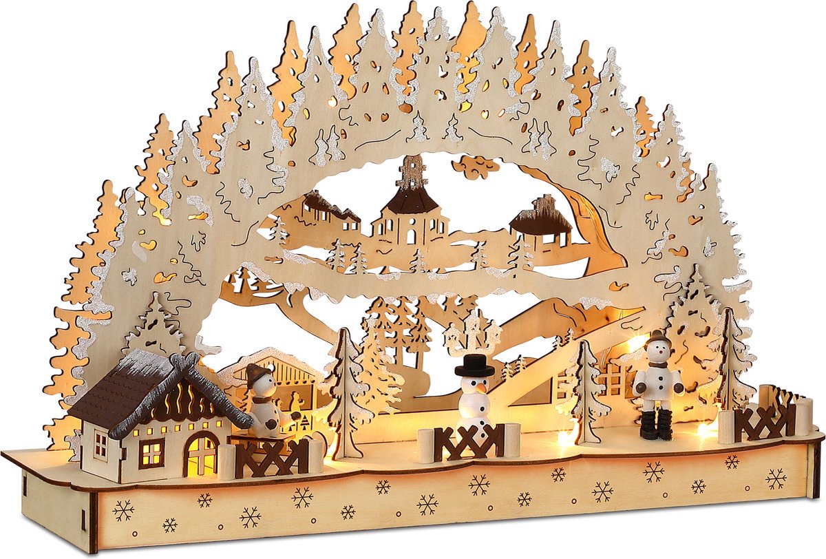 Monzana\u0020Kerstboog\u0020Led\u0020Winterdorp\u0020Warm\u0020wit