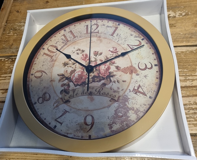 Gerimport\u0020Wandklok\u002030,5\u0020x\u00204,5\u0020Cm\u0020met\u0020opdruk\u0020Roses\u0020\u002D\u0020Kunststof