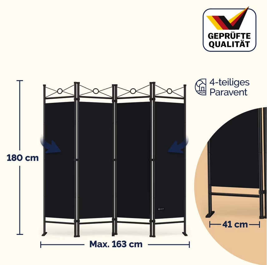 Kamerscherm\u0020Inklapbaar\u0020180x163cm\u0020in\u0020Zwart