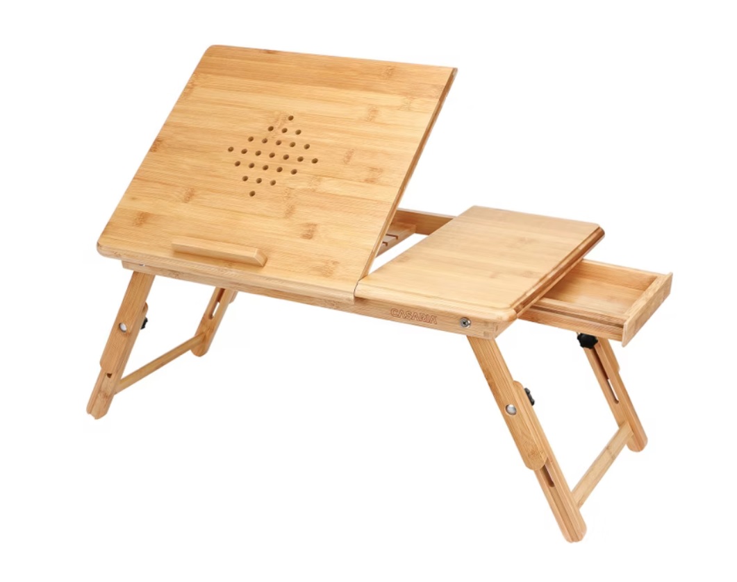 Laptoptafel\u0020Bamboe\u002055x28x35cm\u0020met\u0020ventilatiegaten\u0020en\u0020lade