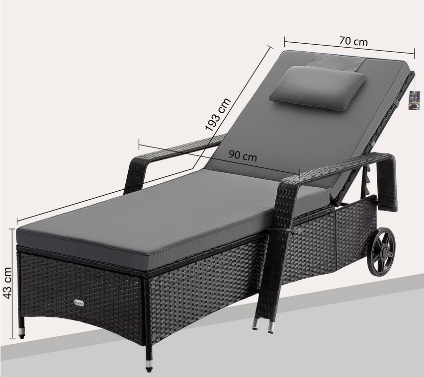 Ligbed\u0020Zwart\u002FAntraciet\u0020Kunststof\u0020193x90x43cm\u0020 Ligbed\u0020Zwart\u002FAntraciet\u0020Kunststof\u0020193x90x43cm\u0020