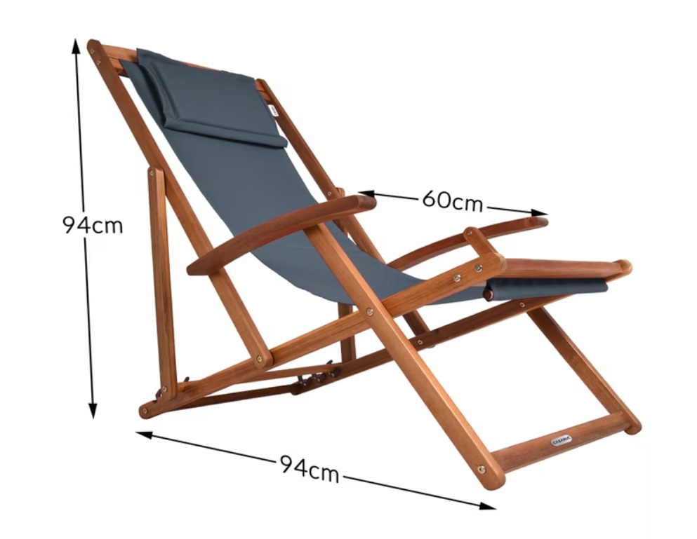 Ligstoel\u0020Antraciet\u0020Acaciahout\u002094x60x94cm