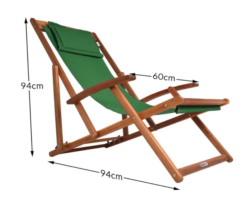 Ligstoel\u0020Groen\u0020Acaciahout\u002094x60x94cm\u0020