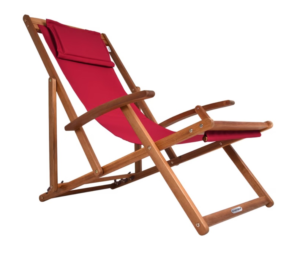 Ligstoel\u0020Rood\u0020Acaciahout\u002094x60x94cm\u0020