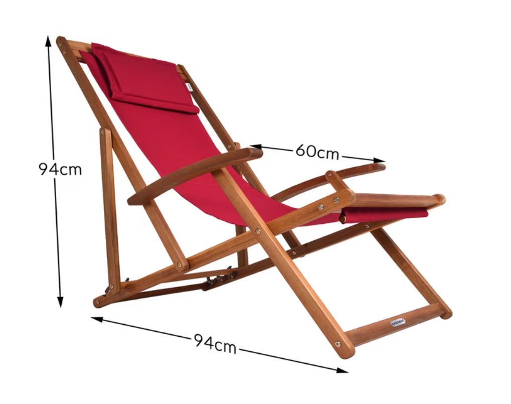 Ligstoel\u0020Rood\u0020Acaciahout\u002094x60x94cm\u0020