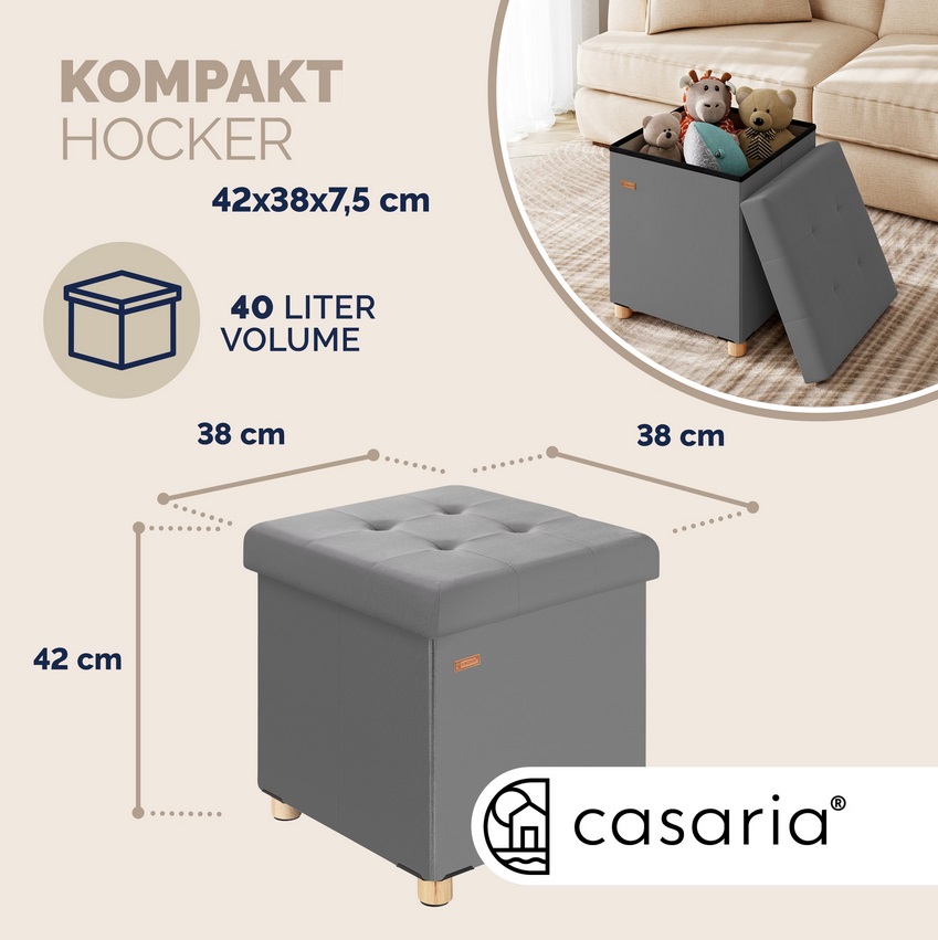 Poef\u0020Antraciet\u0020Fluweel\u002042x38x38cm\u0020inklapbaar Poef\u0020Antraciet\u0020Fluweel\u002042x38x38cm\u0020inklapbaar