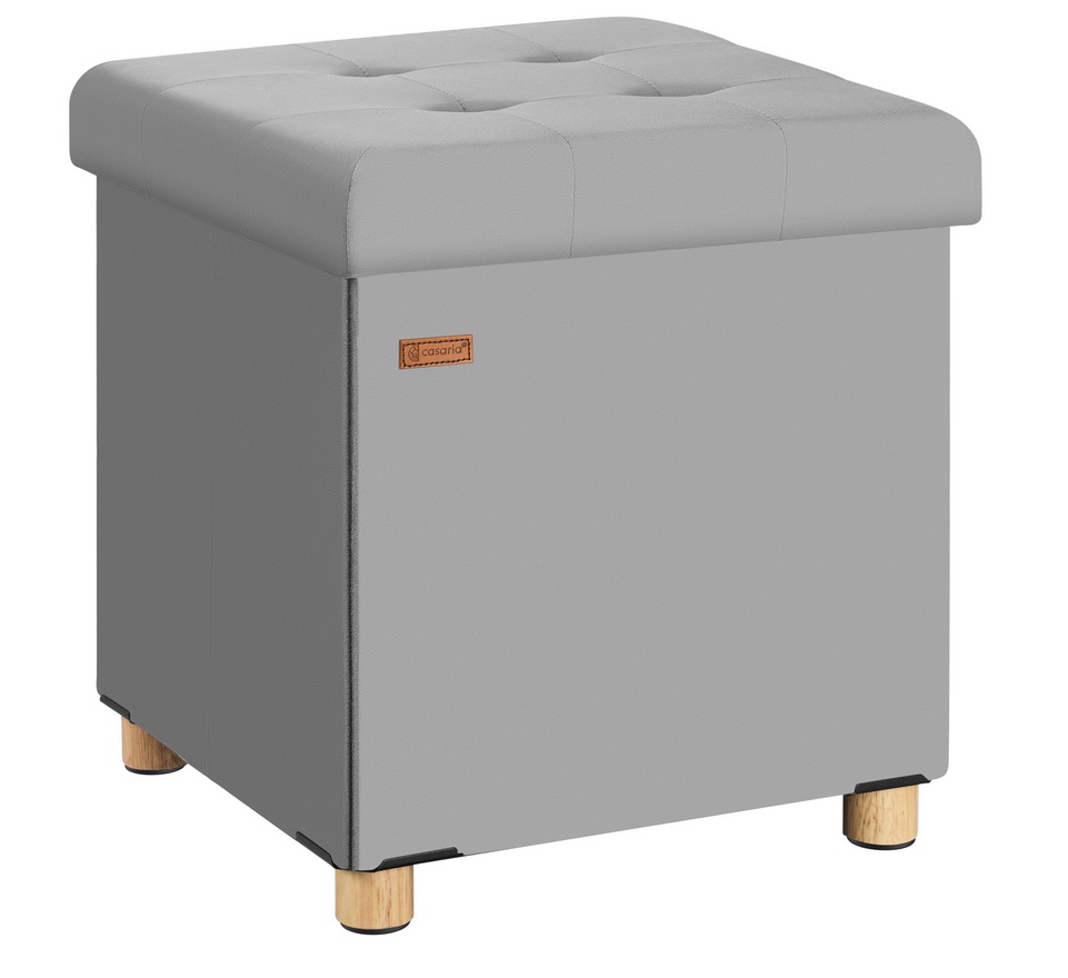 Poef\u0020Grijs\u0020Fluweel\u002042x38x38cm\u0020inklapbaar