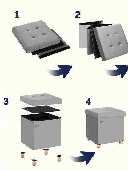 Poef\u0020Grijs\u0020Fluweel\u002042x38x38cm\u0020inklapbaar