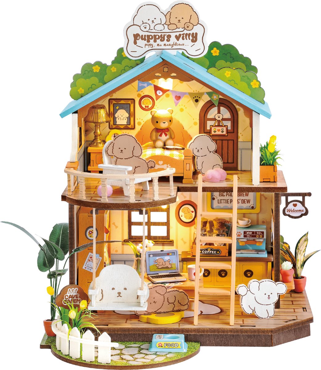 Robotime\u0020Puppy\u0020Cozy\u0020Villa\u0020Miniatuurhuisje\u0020Bouwpakket\u0020Modelbouw Robotime\u0020Puppy\u0020Cozy\u0020Villa\u0020Miniatuurhuisje\u0020Bouwpakket\u0020Modelbouw