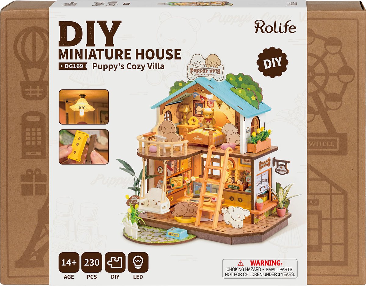 Robotime\u0020Puppy\u0020Cozy\u0020Villa\u0020Miniatuurhuisje\u0020Bouwpakket\u0020Modelbouw Robotime\u0020Puppy\u0020Cozy\u0020Villa\u0020Miniatuurhuisje\u0020Bouwpakket\u0020Modelbouw