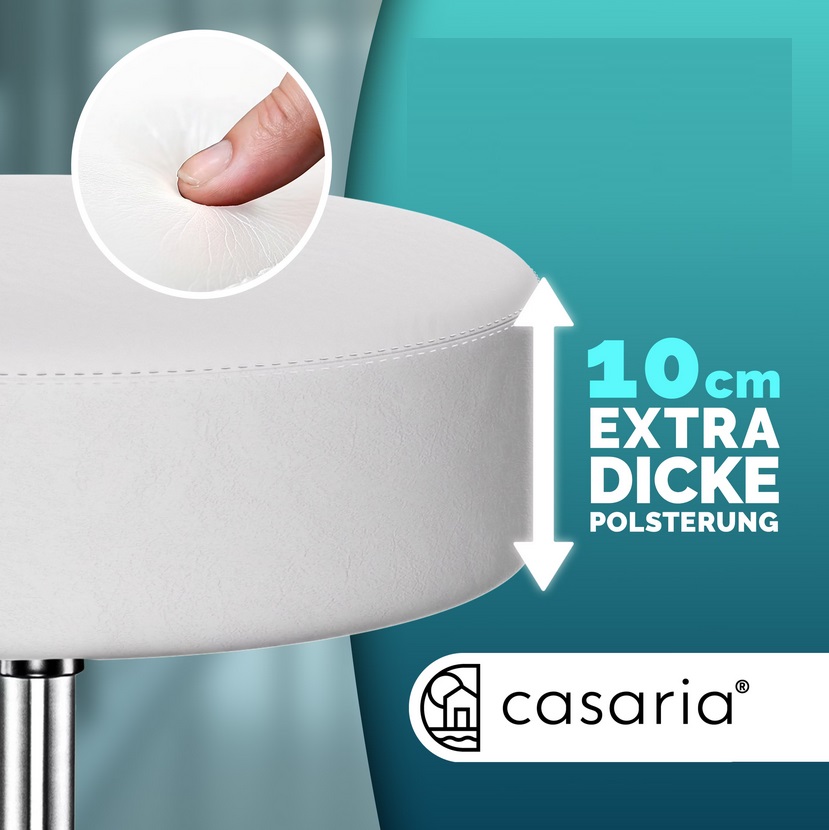 Casaria\u0020Verstelbare\u0020Draaikruk\u0020\u002D\u0020Kunstleer\u002046\u002F60cm\u0020Zithoogte\u0020Wit