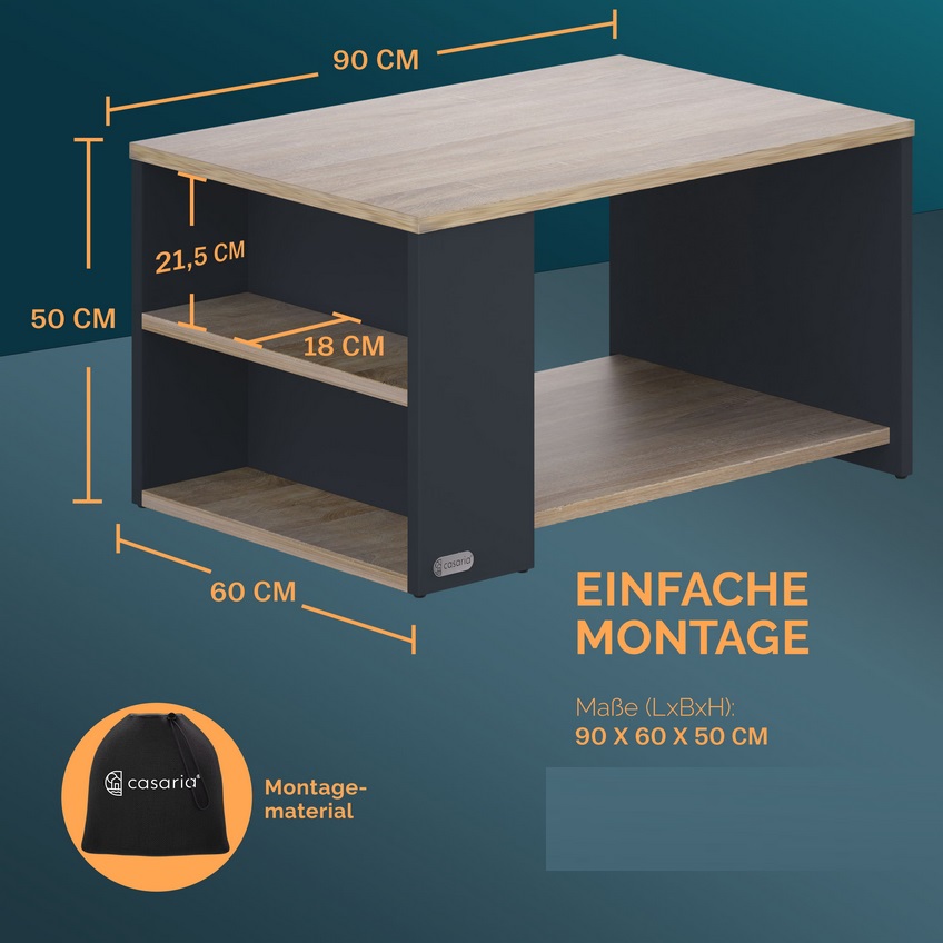 Salontafel\u0020Santa\u0020Cruz\u0020Hout\u0020Grijs\u002090x60x50cm