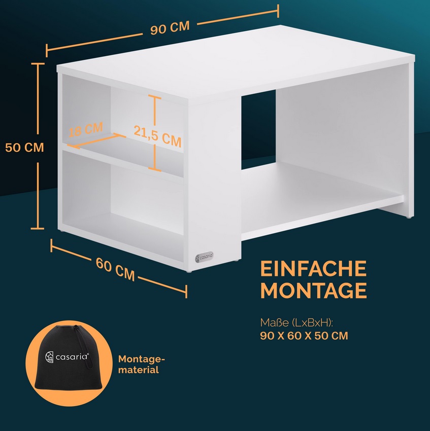 Salontafel\u0020Santa\u0020Cruz\u0020Wit\u002090x60x50cm