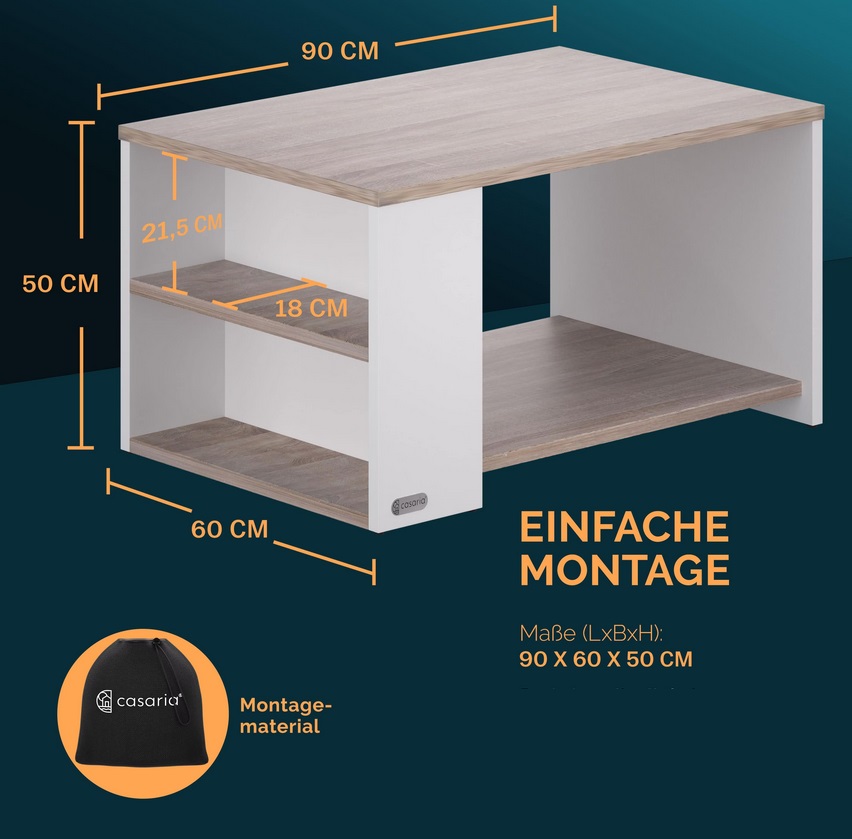 Salontafel\u0020Santa\u0020Cruz\u0020Wit\u0020Eik\u002090x60x50cm