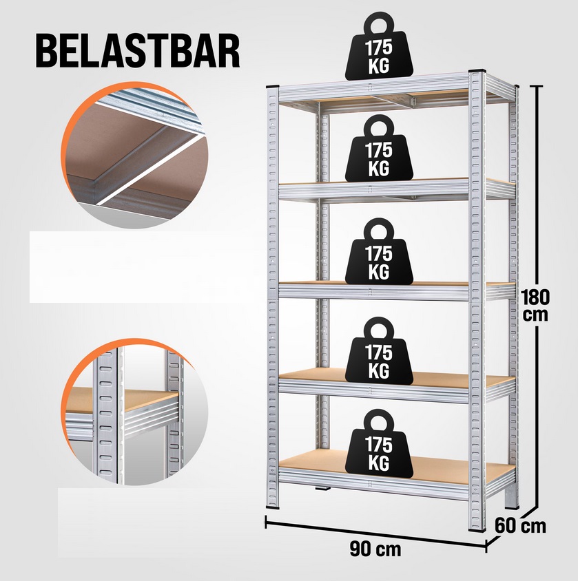 Boutloos\u0020Opbergrek\u0020Stellingkast\u0020180x90x60cm\u0020max\u0020875kg Boutloos\u0020Opbergrek\u0020Stellingkast\u0020180x90x60cm\u0020max\u0020875kg