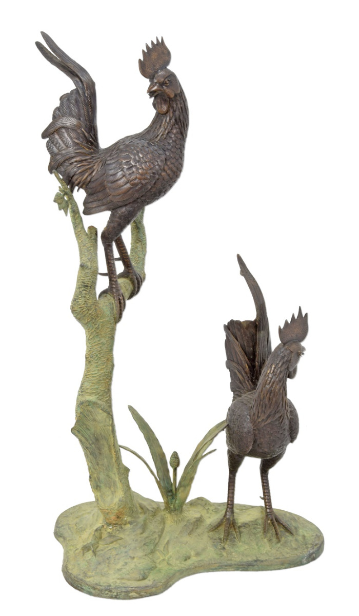 BRONZEN\u0020HAANFONTEIN\u0020MET\u0020TWEE\u0020HANEN