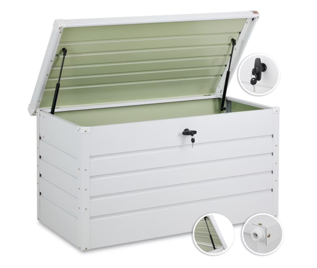 Tuinbox\u0020Kussenbox\u0020Lichtgrijs\u0020385L\u0020metaal\u0020afsluitbaar