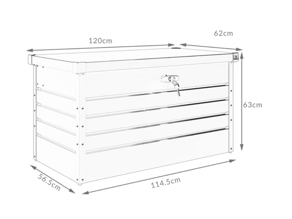 Tuinbox\u0020Kussenbox\u0020Lichtgrijs\u0020385L\u0020metaal\u0020afsluitbaar