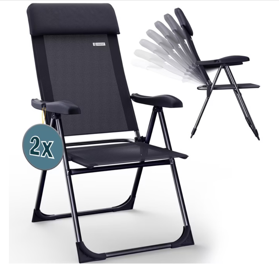 Tuinstoel\u0020Aluminium\u0020met\u0020Hoge\u0020Rugleuning\u0020Antraciet\u0020Set\u0020van\u00202\u0020stuks