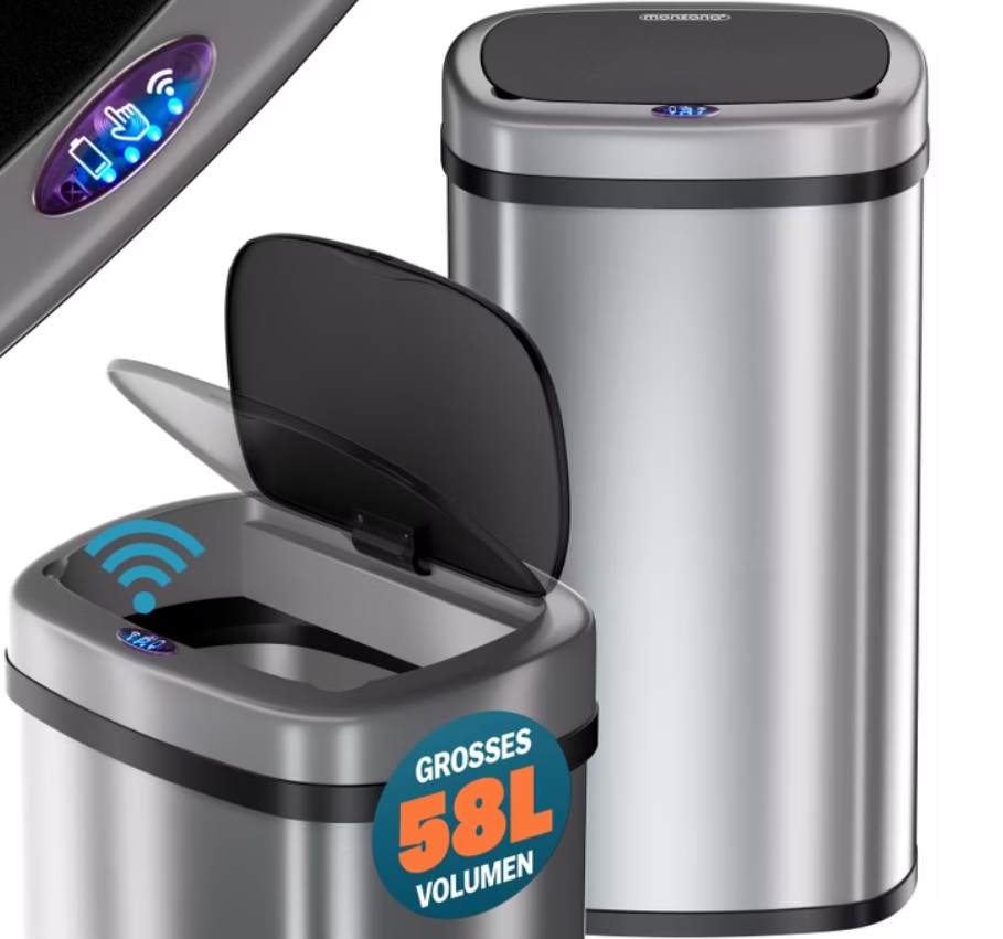 Vuilnisbak\u0020opent\u0020automatisch\u0020met\u0020Sensor\u0020Zilver\u002058L