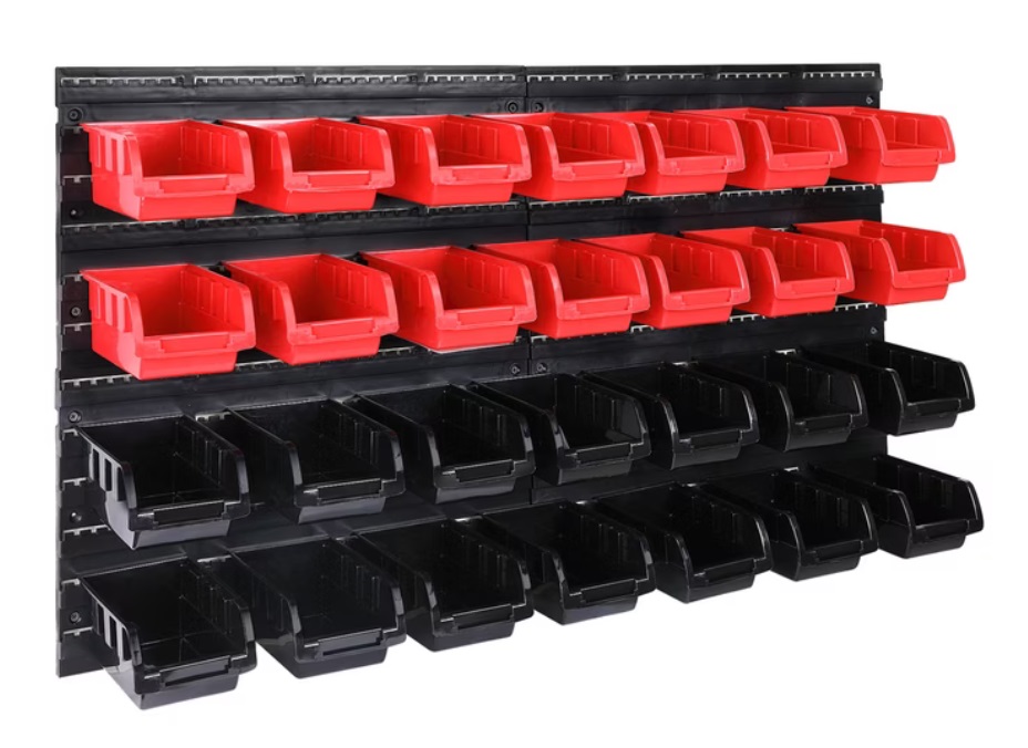 Gereedschapswand\u0020Zwart\u0020Rood\u002043\u002Ddelig\u0020Stapelboxen